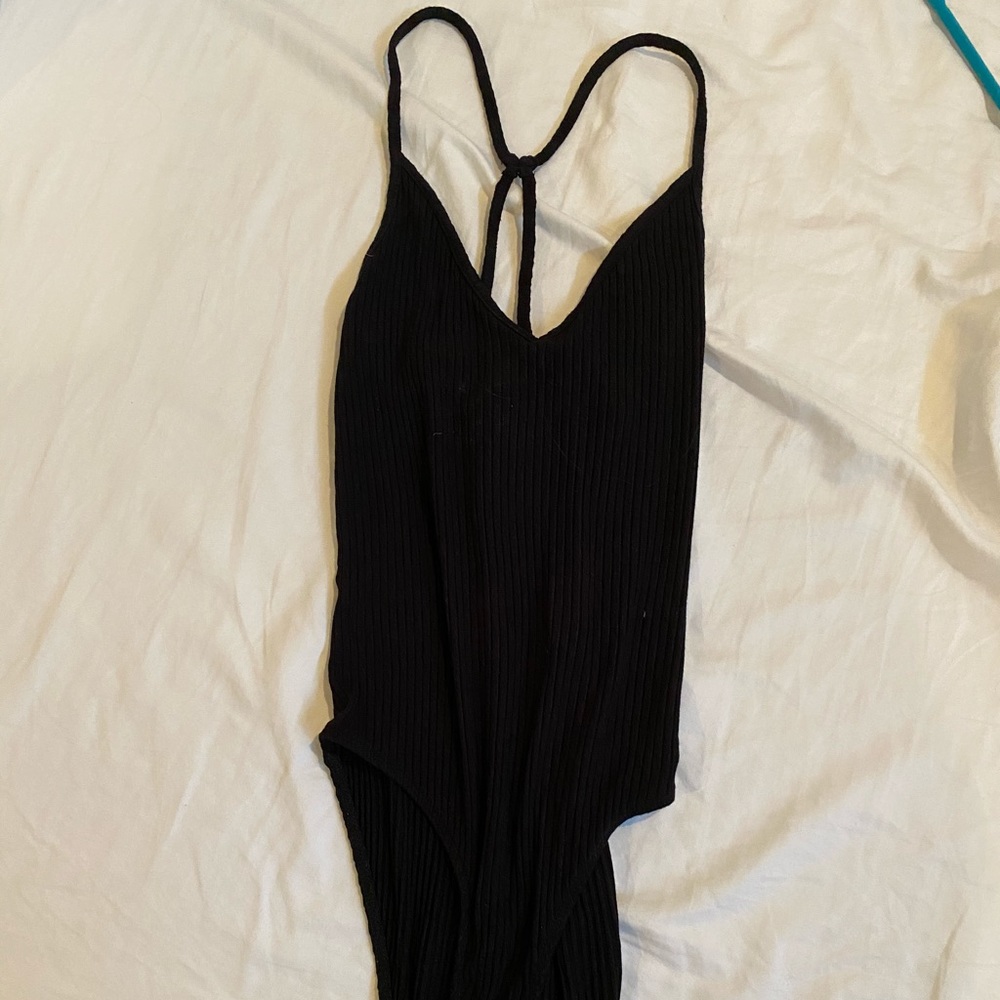 Top Shop Black V Neck Bodysuit